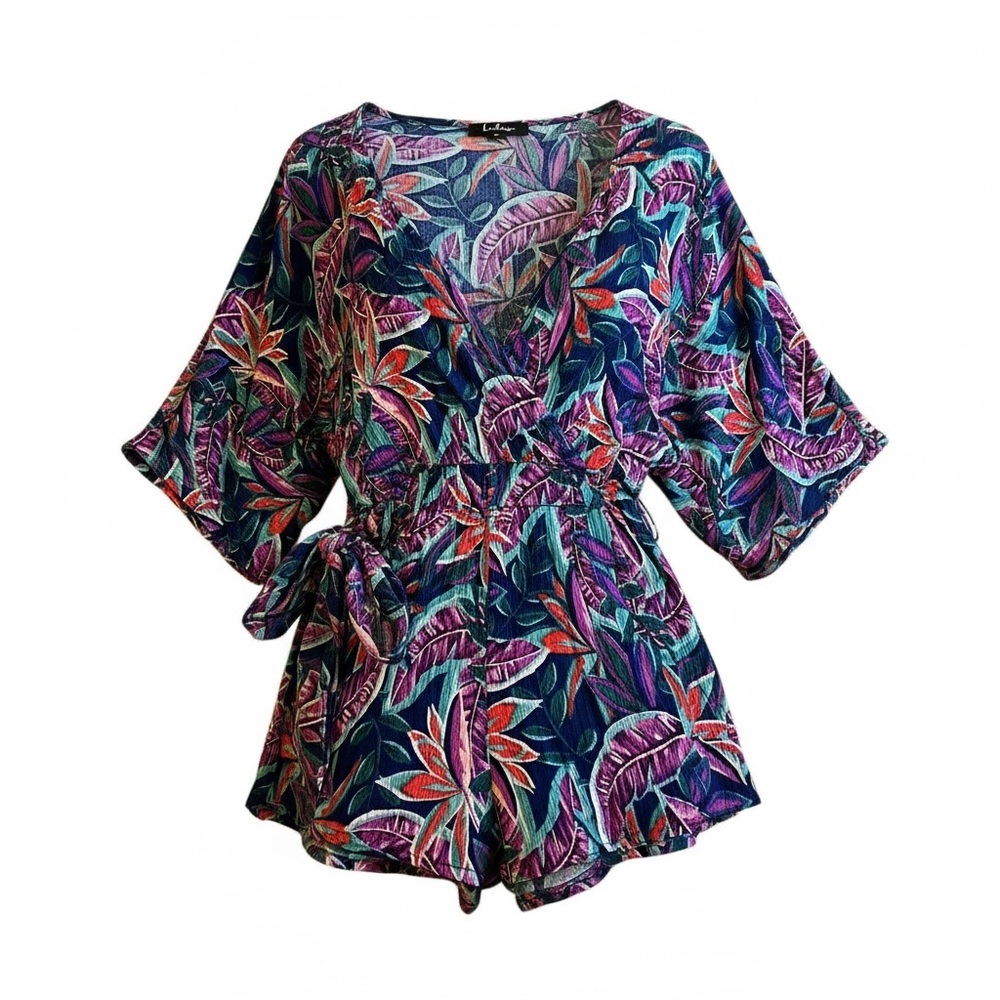 Lulu's Women's Floral V-Neck Romper
